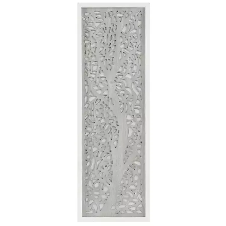 Kirklands Home Wall Plaques|Carved Wood Laurel Branches Panel Wall Plaque Gray