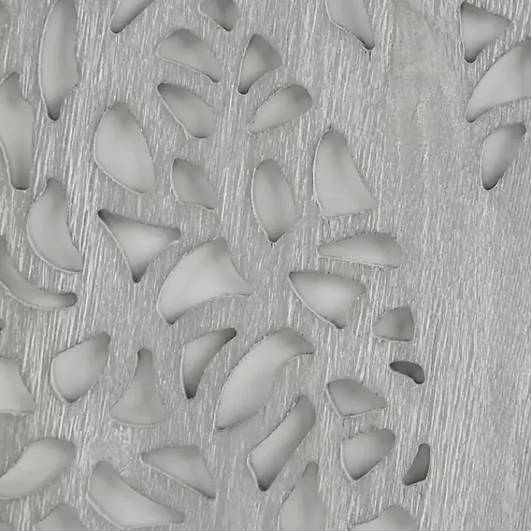 Kirklands Home Wall Plaques|Carved Wood Laurel Branches Panel Wall Plaque Gray