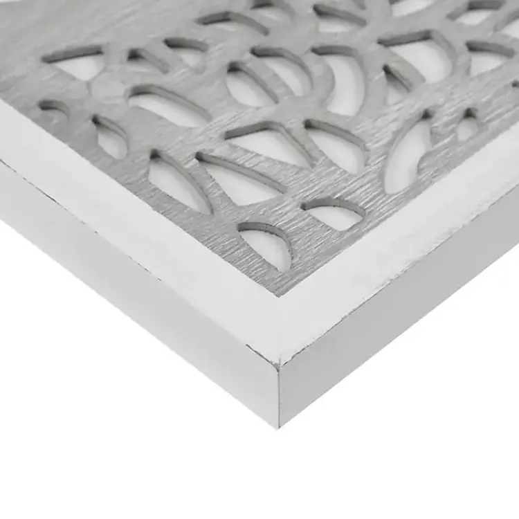 Kirklands Home Wall Plaques|Carved Wood Laurel Branches Panel Wall Plaque Gray