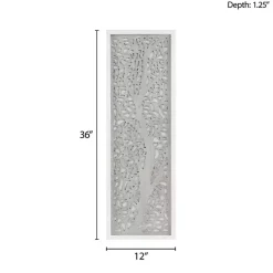 Kirklands Home Wall Plaques|Carved Wood Laurel Branches Panel Wall Plaque Gray