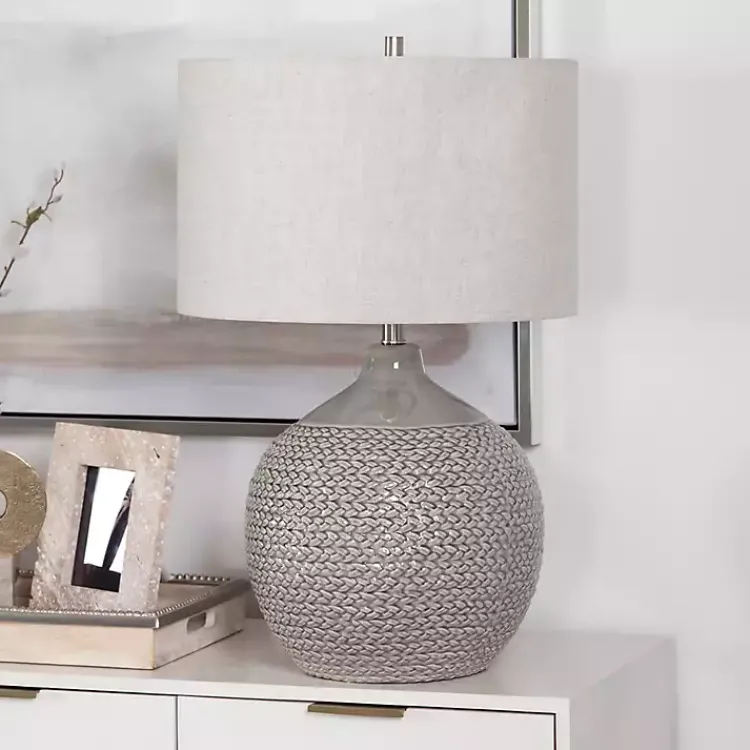 Kirklands Home Table Lamps|Ceramic Braid Table Lamp Gray