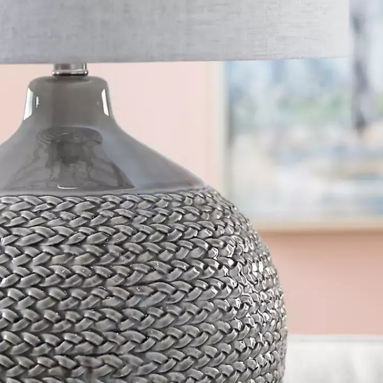 Kirklands Home Table Lamps|Ceramic Braid Table Lamp Gray