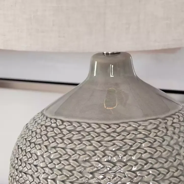 Kirklands Home Table Lamps|Ceramic Braid Table Lamp Gray