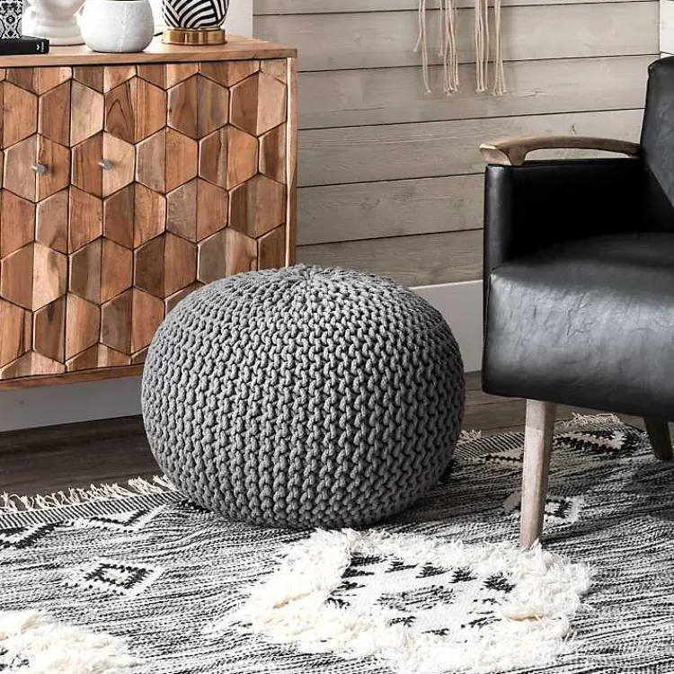 Hot Chain Knitted Round Pouf Poufs & Floor Cushions