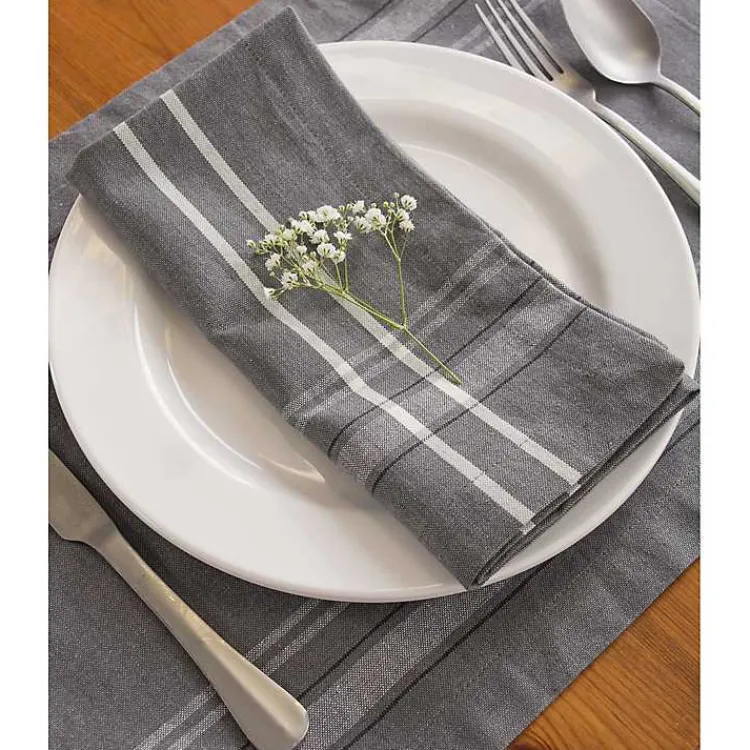 Kirklands Home Table Linens|Chambray French Stripe Napkins, Set of 6 Gray
