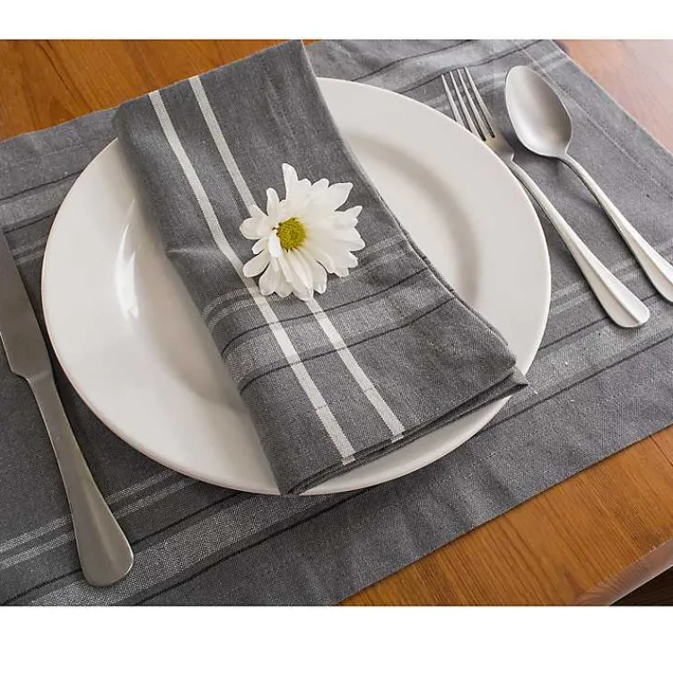 Kirklands Home Table Linens|Chambray French Stripe Napkins, Set of 6 Gray