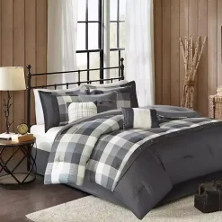 Kirklands Home Comforters|Gray Check California King 7-pc. Comforter Set