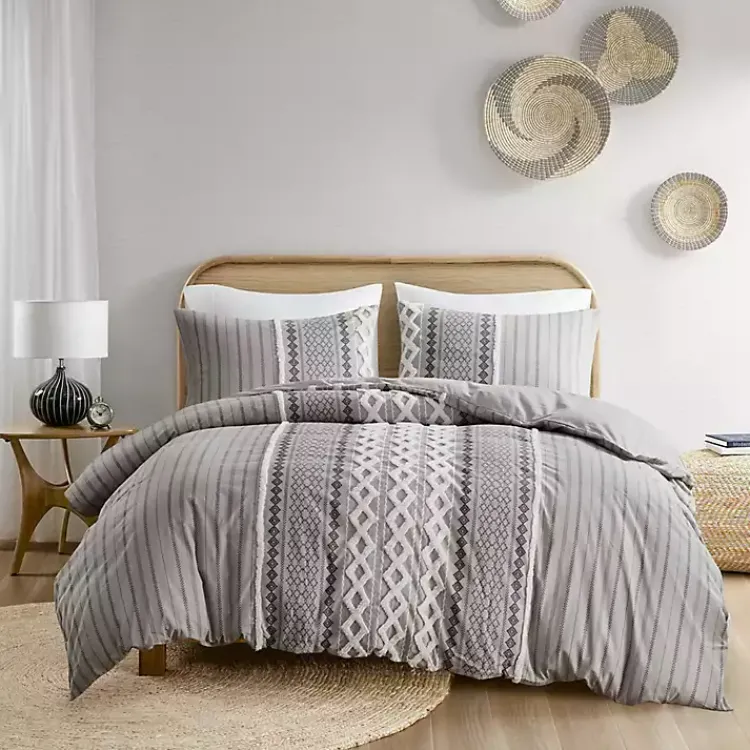 Kirklands Home Comforters|Gray Chenille Tufted California King Comforter Set