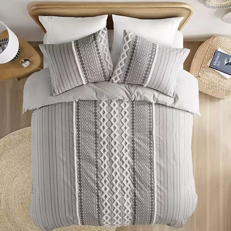 Kirklands Home Comforters|Gray Chenille Tufted California King Comforter Set