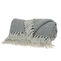 Discount Gray Chevron Cotton Handloomed Tassel Throw Blankets & Throws