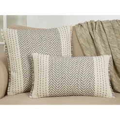 Sale Gray Chevron Long Stitch Square Throw Pillow Pillows