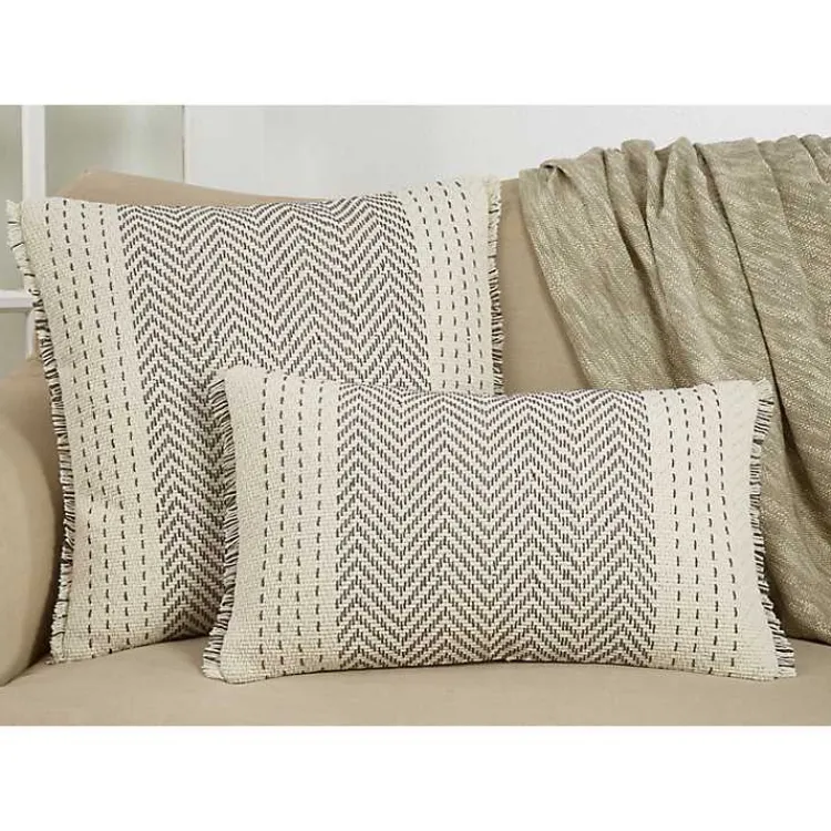 Sale Gray Chevron Long Stitch Square Throw Pillow Pillows