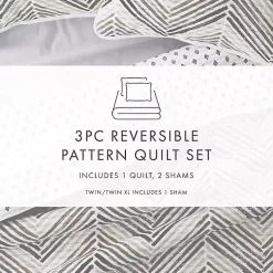 Kirklands Home Quilts|Gray Chevron Reversible 3-pc. King Quilt Set
