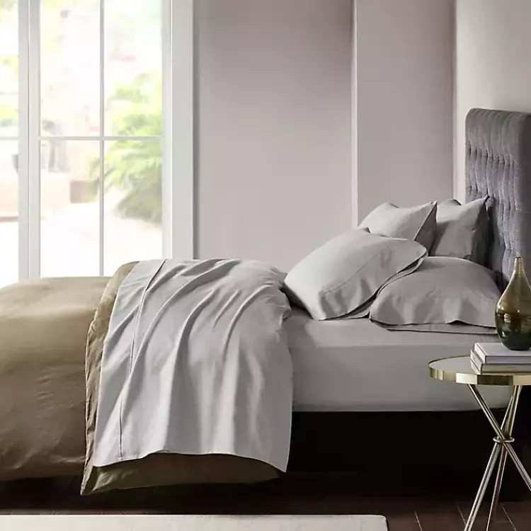 Kirklands Home Bed Sheets|Cotton Blend Sateen 6-pc. Queen Sheet Set Gray
