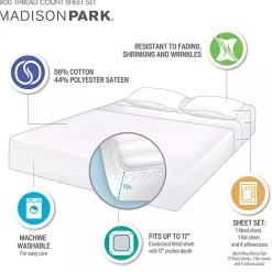 Kirklands Home Bed Sheets|Cotton Blend Sateen 6-pc. Queen Sheet Set Gray