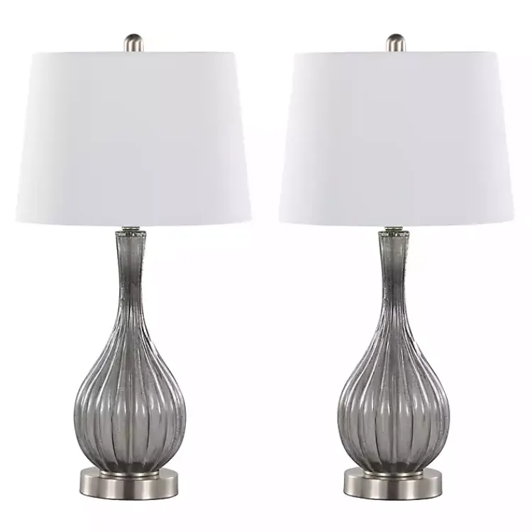 Kirklands Home Table Lamps|Crackle Glass Teardrop Table Lamps, Set of 2 Gray