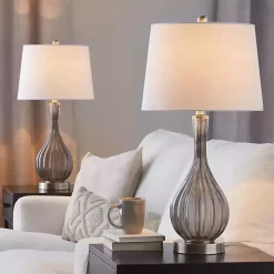 Kirklands Home Table Lamps|Crackle Glass Teardrop Table Lamps, Set of 2 Gray