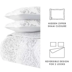 Kirklands Home Quilts|Gray Damask Reversible 2-pc. Twin Quilt Set