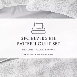 Kirklands Home Quilts|Gray Damask Reversible 2-pc. Twin Quilt Set