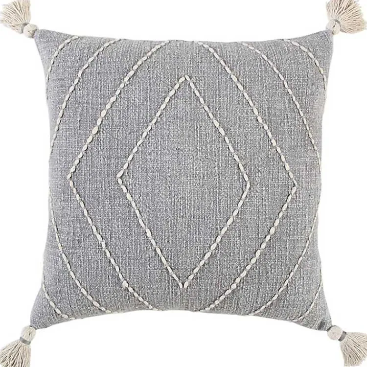 Clearance Diamond Kantha Stitched Throw Pillow Pillows