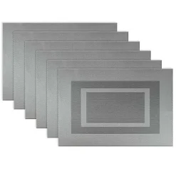 Kirklands Home Table Linens|Double Frame Placemats, Set of 6 Gray