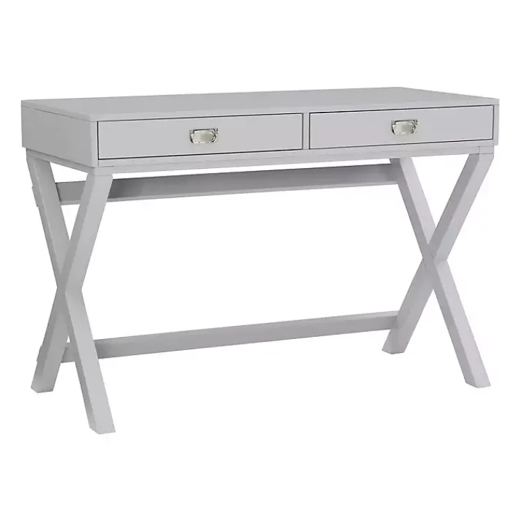 Kirklands Home Office Furniture|2-Drawer X-Frame Desk Gray