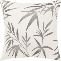 Outlet Gray Embroidered Botanical Throw Pillow Pillows