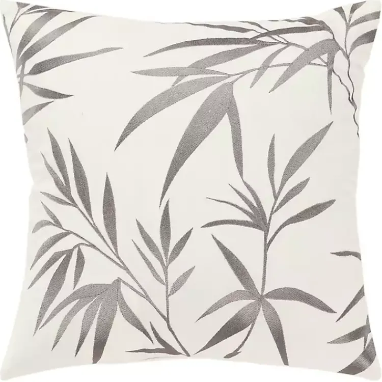 Outlet Gray Embroidered Botanical Throw Pillow Pillows