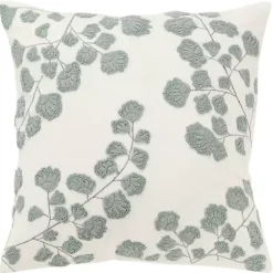 Clearance Gray Embroidered Floral Throw Pillow Pillows