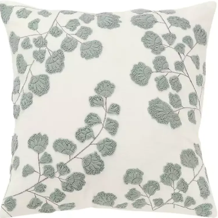 Clearance Gray Embroidered Floral Throw Pillow Pillows