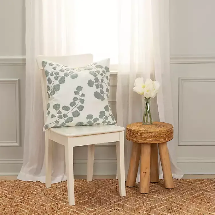 Clearance Gray Embroidered Floral Throw Pillow Pillows