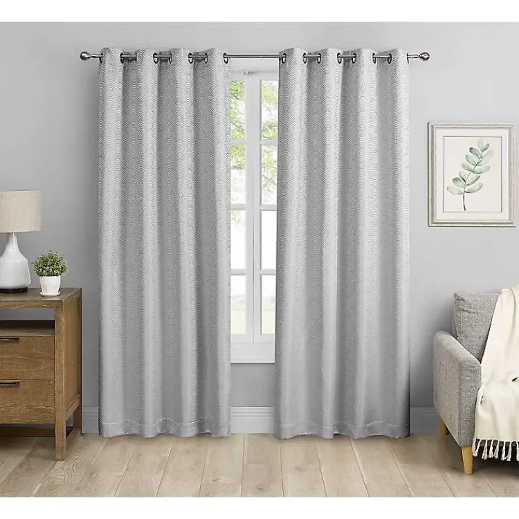 Kirklands Home Curtains & Drapes|Fans Blackout Curtain Panel Set, 108 in. Gray
