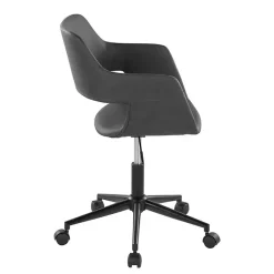 Kirklands Home Office Furniture|Faux Leather & Black Marshall Office Chair Gray