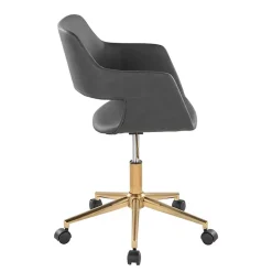 Kirklands Home Office Furniture|Faux Leather & Gold Marshall Office Chair Gray