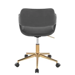 Kirklands Home Office Furniture|Faux Leather & Gold Marshall Office Chair Gray