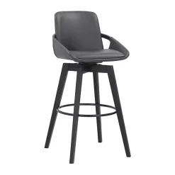 Kirklands Home Bar Stools & Counter Height Stools|Faux Leather Baylor Swivel Bar Stool Gray