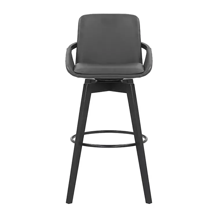 Kirklands Home Bar Stools & Counter Height Stools|Faux Leather Baylor Swivel Bar Stool Gray