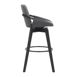 Kirklands Home Bar Stools & Counter Height Stools|Faux Leather Baylor Swivel Bar Stool Gray