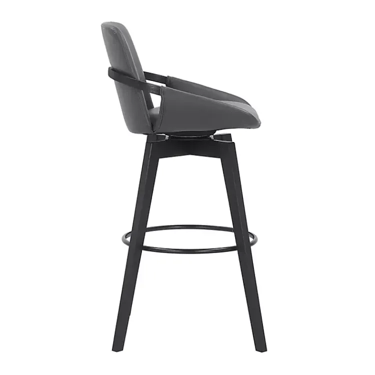 Kirklands Home Bar Stools & Counter Height Stools|Faux Leather Baylor Swivel Bar Stool Gray