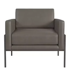 Kirklands Home Accent Chairs|Faux Leather Black Metal Accent Chair Gray