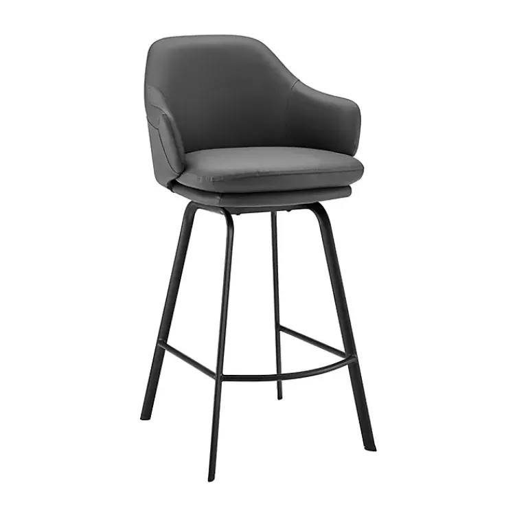Kirklands Home Bar Stools & Counter Height Stools|Faux Leather Brigden Swivel Counter Stool Gray