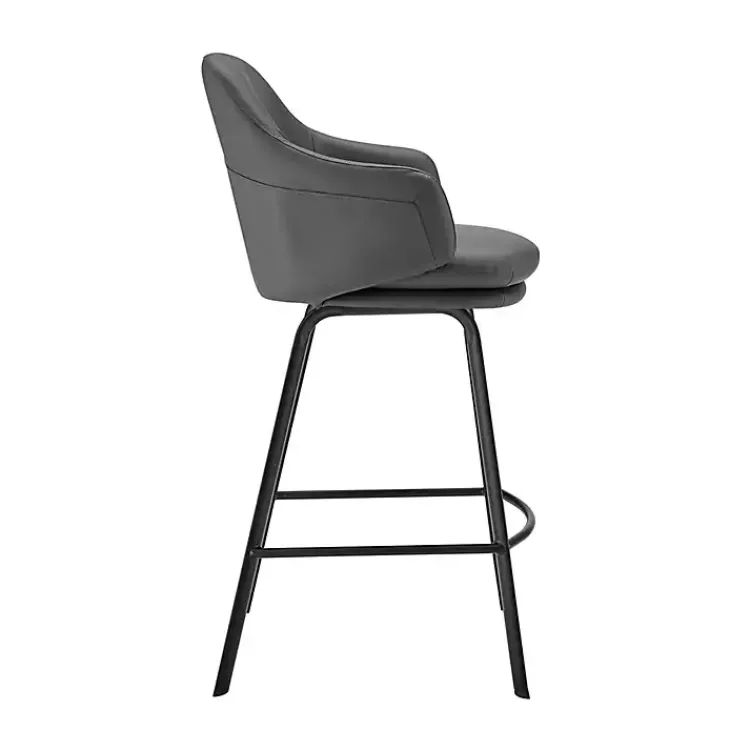 Kirklands Home Bar Stools & Counter Height Stools|Faux Leather Brigden Swivel Counter Stool Gray