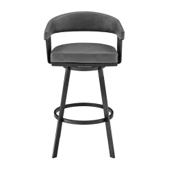 Kirklands Home Bar Stools & Counter Height Stools|Faux Leather Chelsea Swivel Bar Stool Gray