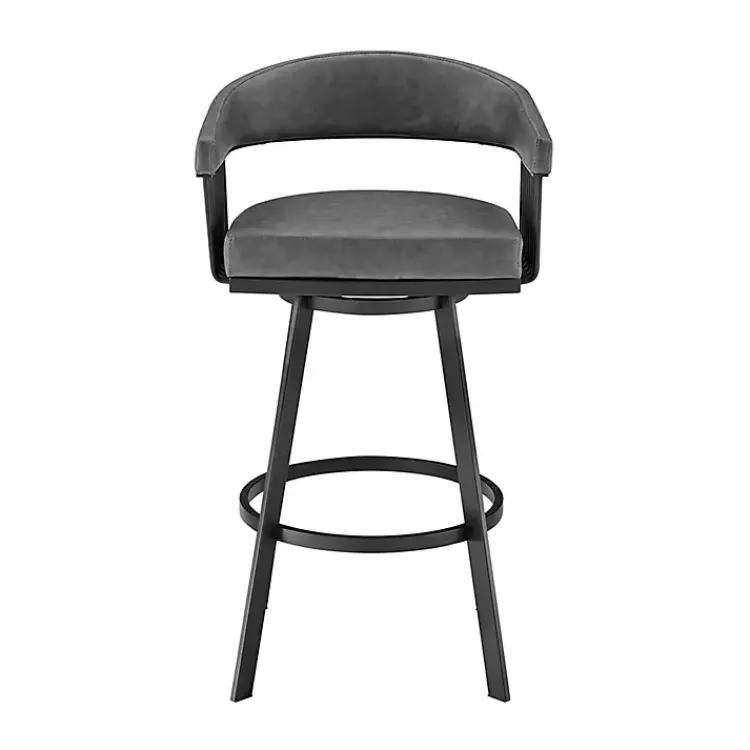 Kirklands Home Bar Stools & Counter Height Stools|Faux Leather Chelsea Swivel Bar Stool Gray