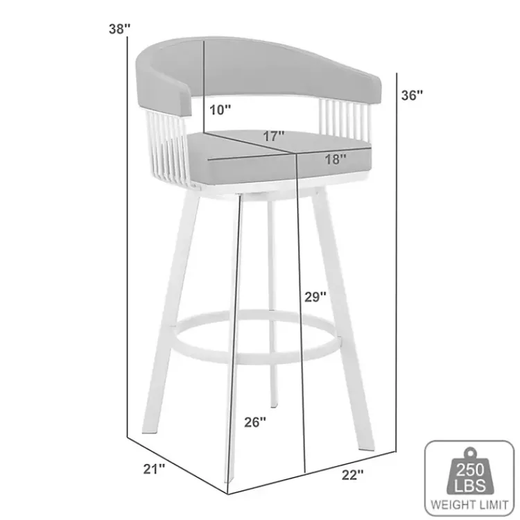 Kirklands Home Bar Stools & Counter Height Stools|Faux Leather Chelsea Swivel Bar Stool Gray