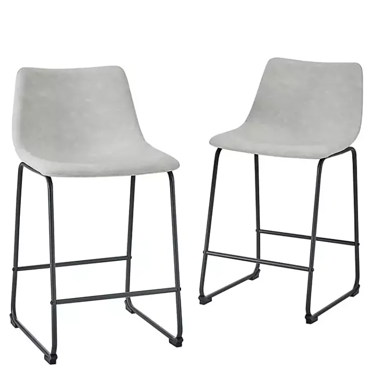 Kirklands Home Bar Stools & Counter Height Stools|Faux Leather Counter Stools, Set of 2 Gray