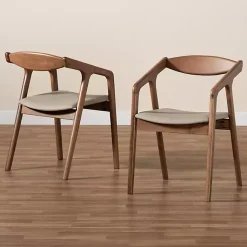 Kirklands Home Dining Chairs|Faux Leather Harland Dining Chairs, Set of 2 Gray