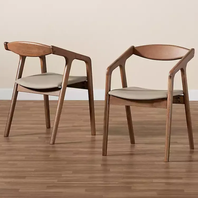 Kirklands Home Dining Chairs|Faux Leather Harland Dining Chairs, Set of 2 Gray