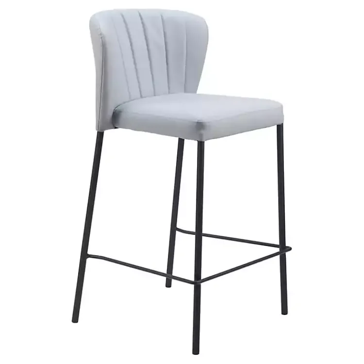 Kirklands Home Bar Stools & Counter Height Stools|Faux Leather Liddy Counter Stools, Set of 2 Gray