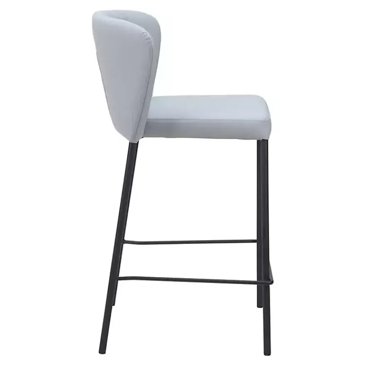 Kirklands Home Bar Stools & Counter Height Stools|Faux Leather Liddy Counter Stools, Set of 2 Gray